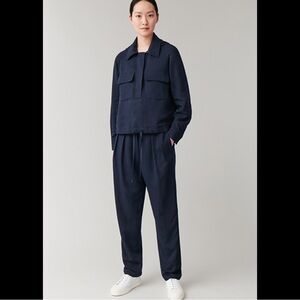 COS Dark Blue Relaxed Paperbag Pants